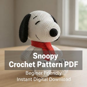 Snoopy virkmönster, jordnöts-Snoopy virkmönster PDF, amigurumi hundplyschleksak, beagle gosedjurshandledning, enkelt virkmönster för hundar