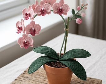 Orchid Crochet Pattern PDF | Realistic Flower Crochet Pattern | Crochet Orchid Plant Pot | Beginner Amigurumi Flower | DIY Home Decor Gift