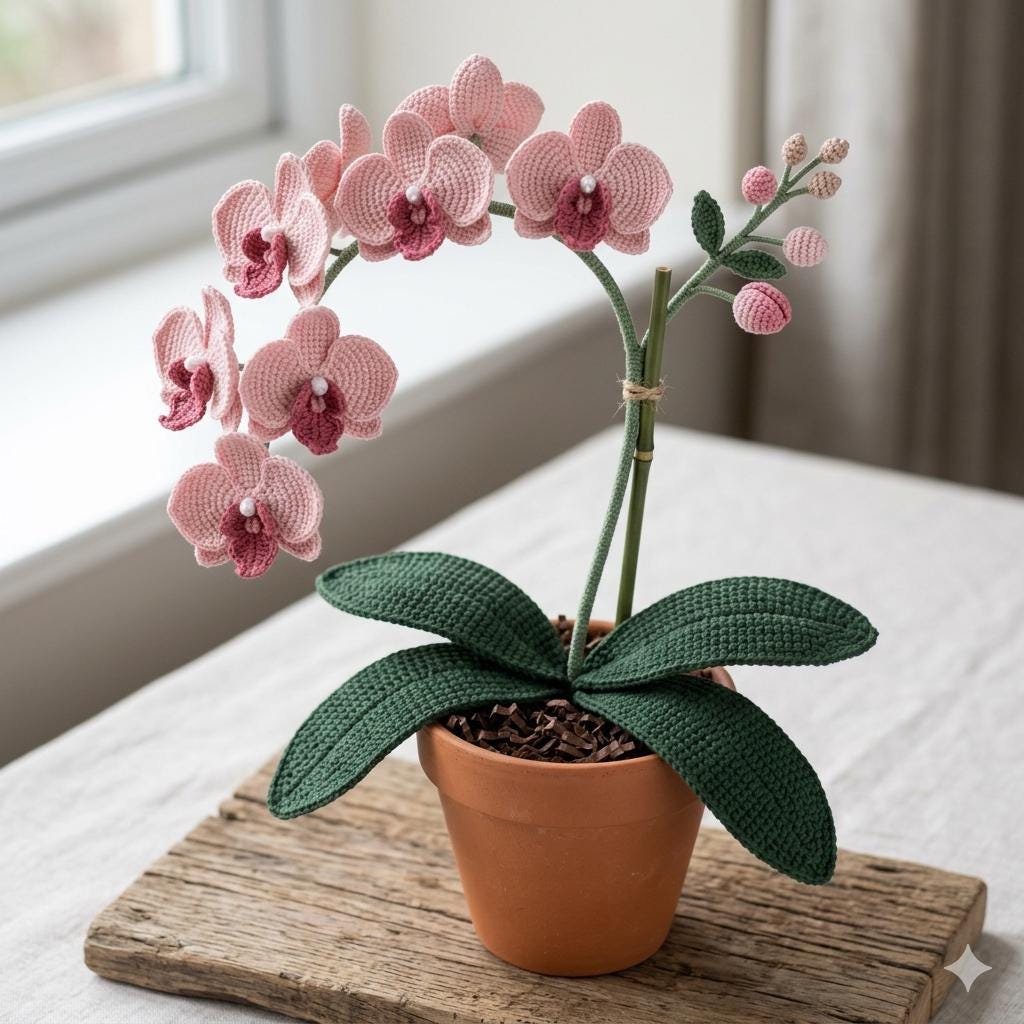 30 Orchid Crochet Patterns to Stitch Elegant Blooms for Home Decor and Gifts 20 Easy Realistic Orchid Plant Pot Pattern