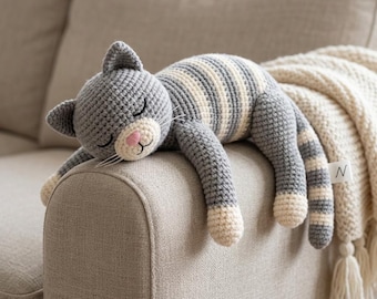 Sleeping Cat Crochet Pattern PDF, Cute Cat Amigurumi Pattern, Kitten Crochet Pattern, Lifelike Tabby Cat Crochet, Crochet Calico Cat Pattern
