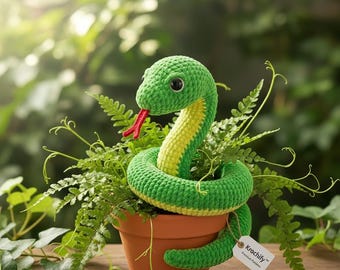 Snake Crochet Pattern PDF Beginner | No Sew Amigurumi Snake Pattern | Easy Crochet Snake Plush Pattern Tutorial | Kawaii Snake Toy DIY Idea