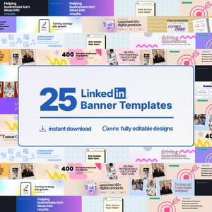 25 LinkedIn-bannermallar för Canva | Paket med personligt varumärke (digital nedladdning)