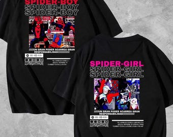 Maglietta digitale PNG con design Spider Boy & Spider Girl da scaricare