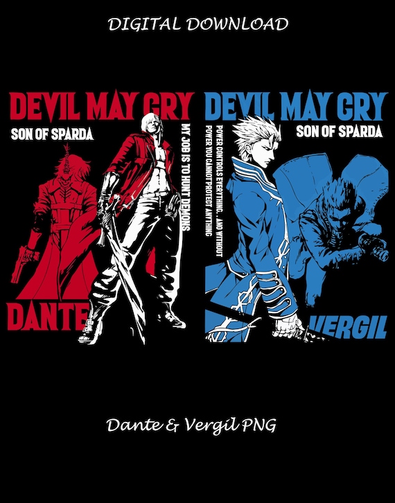 Devil May Cry, Dante, Vergil Design PNG Digital T Shirt DTF
