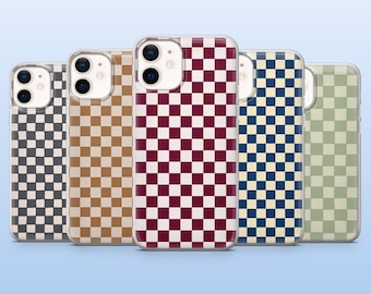 Checkers Phone Case Checkered Squares Cover for iPhone17Pro, 16, 15, 14, 13, 12, Samsung S25, S24, S23Fe, S22 A16 A26, A56 Pixel 10 9Pro