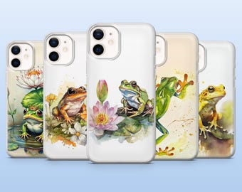 Watercolor Frog Phone Case Toad Frog Cover for iPhone17Pro, 16, 15, 14, 13, 12, Samsung S25, S24, S23Fe, S22 A16 A26, A56 Pixel 10 9Pro