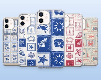 Ocean Collage Handyhülle Beachy Seashell Cover für iPhone17Pro 16, 15, 14, 13, 12, Samsung S25, S24, S23Fe, S22 A16 A26, A56 Pixel 10 9Pro