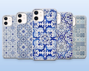 Morrocan Case Portugal Tiles Tilework Cover for iPhone 17Pro, 16, 15, 14, 13, 12, Samsung S25, S24, S23Fe, S22, A16, A26, A56 Pixel 10, 9Pro