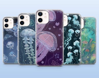 Jellyfish Phone Case Nautical Sea life Cover for iPhone17Pro, 16, 15, 14, 13, 12, Samsung S25, S24, S23Fe, S22 A16 A26, A56 Pixel 10 9Pro