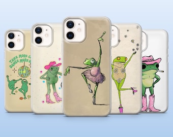 Dancing Frog Phone Case Funny Animal Toad Cover for iPhone17Pro, 16, 15, 14, 13, 12, Samsung S25, S24, S23Fe, S22 A16 A26, A56 Pixel 10 9Pro