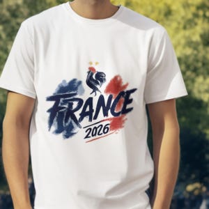 Camiseta gráfica del Mundial de Francia 2026, ropa para aficionados al fútbol francés, camiseta deportiva de estilo urbano. imagen 1