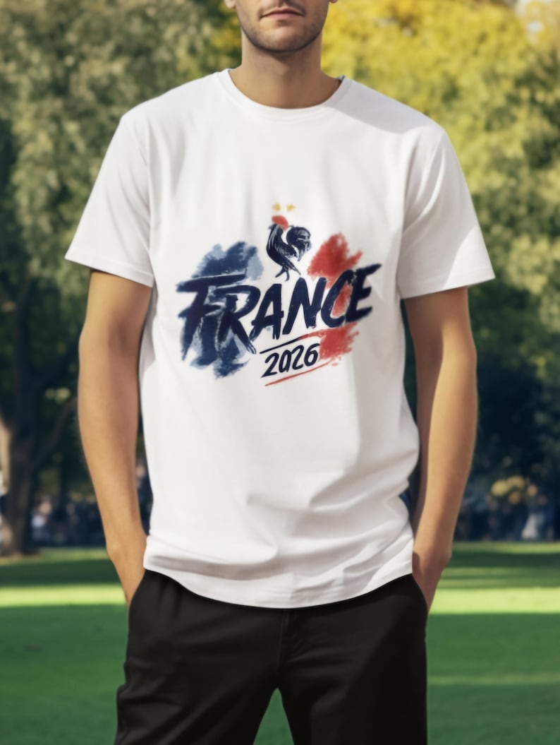 Camiseta gráfica del Mundial de Francia 2026, ropa para aficionados al fútbol francés, camiseta deportiva de estilo urbano. imagen 1