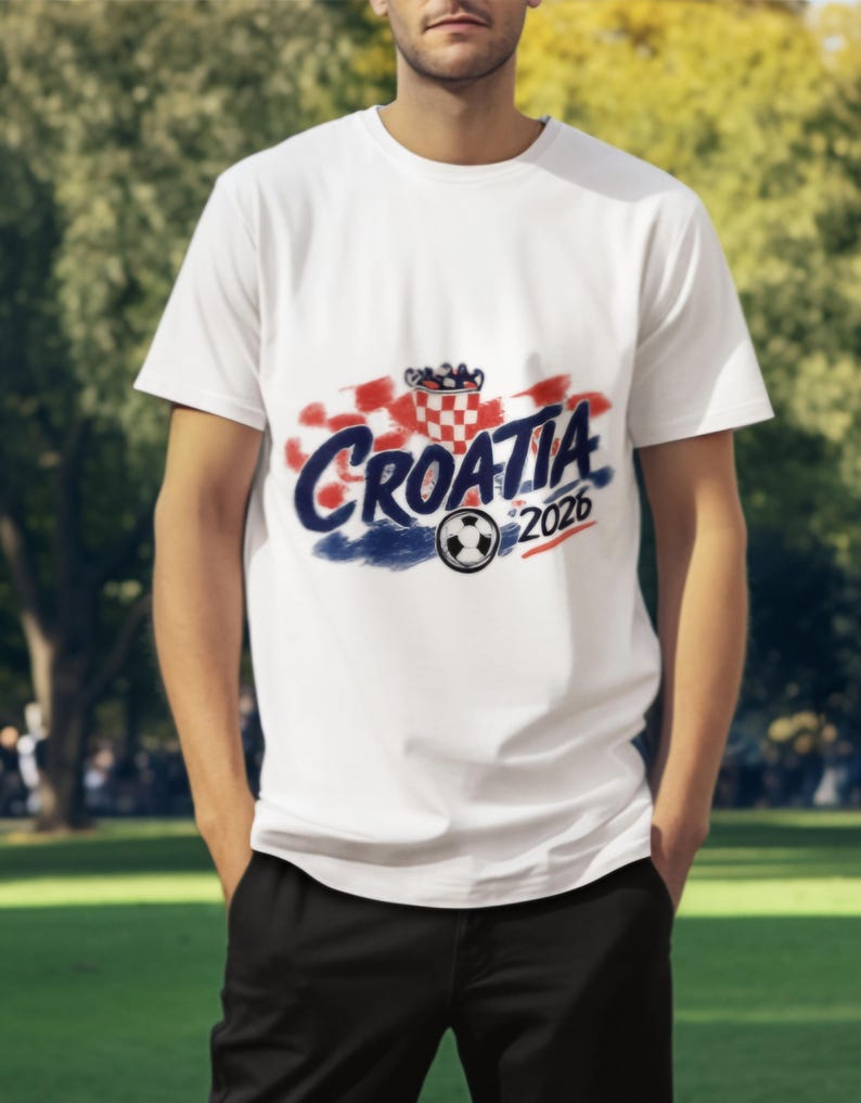Croatia 2026 Shirt, Croatia World Cup 2026 Tee, Football Graphic Shirt, Croatian Streetwear Tee, Soccer Aesthetic Apparel image 1