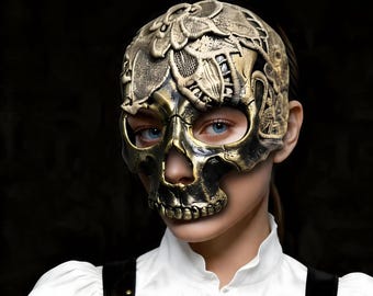 Whimsical Women Mask, Skull Mask Half Face, Costume Party Accessories, 3D printed Macabre Mask, Mysterious Face Mask, Gift For Girlfriend