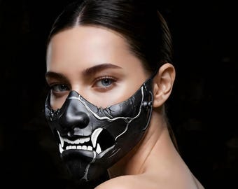 Beast Jaw Mask Unisex, Half Face Mask With Tusks, Vampire Cosplay Accessory, Weird Face Mask, Animal Teeth Inspired Costume, Spooky Gift