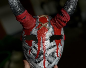Oni Mask, Japanese Demon,  Samurai Accessory, Hand-Painted 3D Printed Full Face Mask, Assassin Cosplay Accessories, Kabuki Mask Gift