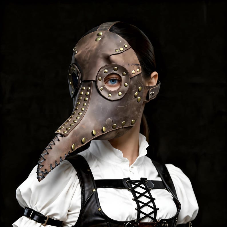 Square Ruffle R Entry Masks Real Leather Plague Doctor Mask, Handmade Medieval Accessory, Steampunk ...