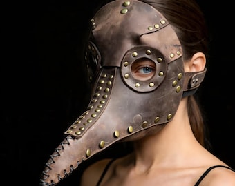 Pandemic Doctor Brown Leather Mask, Plague Doctor Cosplay, Historical Costume Accessories, Wearable Mask, Medieval Costume, Collectors Gift
