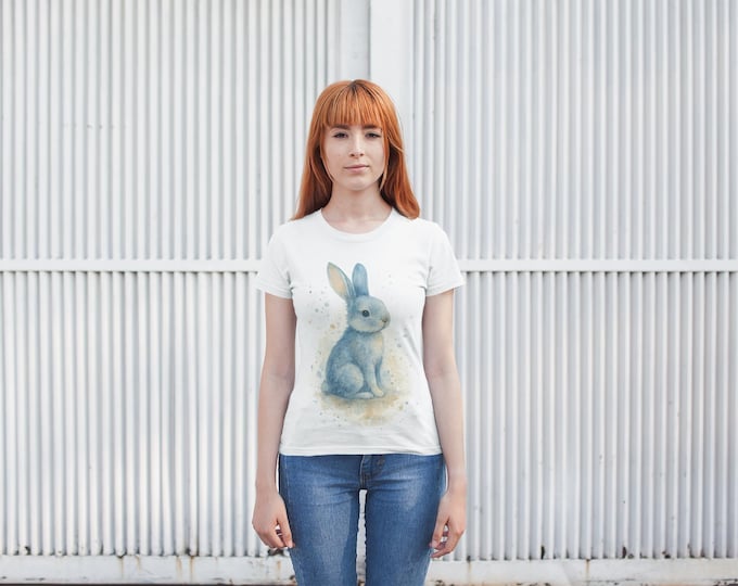 Featured listing image: Watercolor Bunny T-Shirt | Soft Cotton Rabbit Illustration