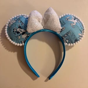 Blue Vintage Minnie Mouse Ears, Disney World, Disneyland
