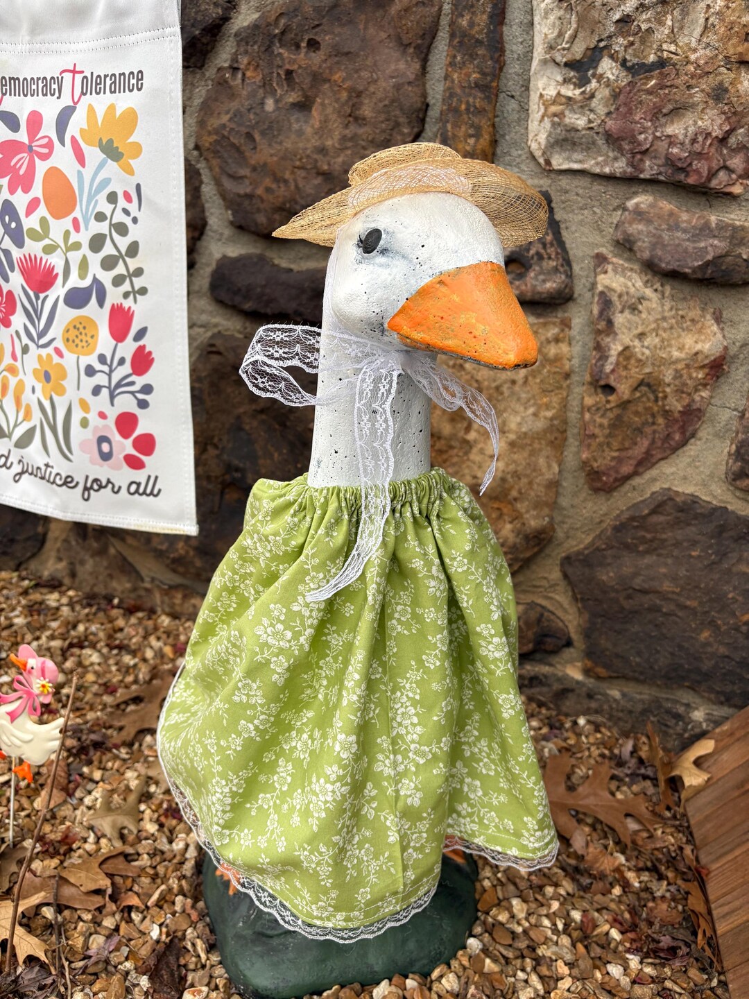 Spring Green Floral Porch Goose Clothes Dress Outfit - Etsy