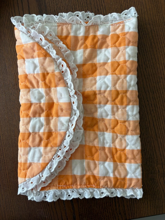 Orange and White Gingham Vintage Quilted E-reader Ipad Kindle Kobo Book Sleeve