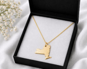 【刻印あり】14k ネックレストップ　NY 14Kソリッドゴールド「I Love NY」ペンダントネックレス：ステート
