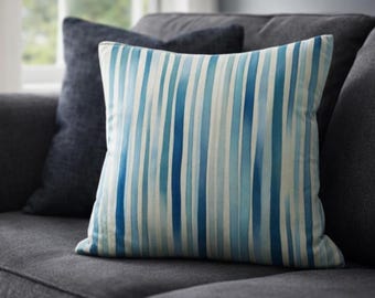 Luxury Coastal Pillow Cover | Blue Stripe Refined Beach Home Design