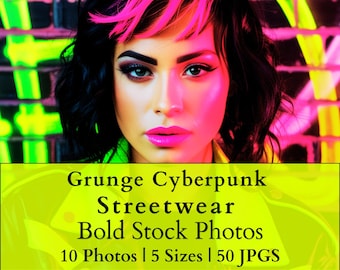 10 imágenes de stock de ropa urbana grunge cyberpunk en 5 tamaños de alta resolución (descarga digital, 50 JPG)
