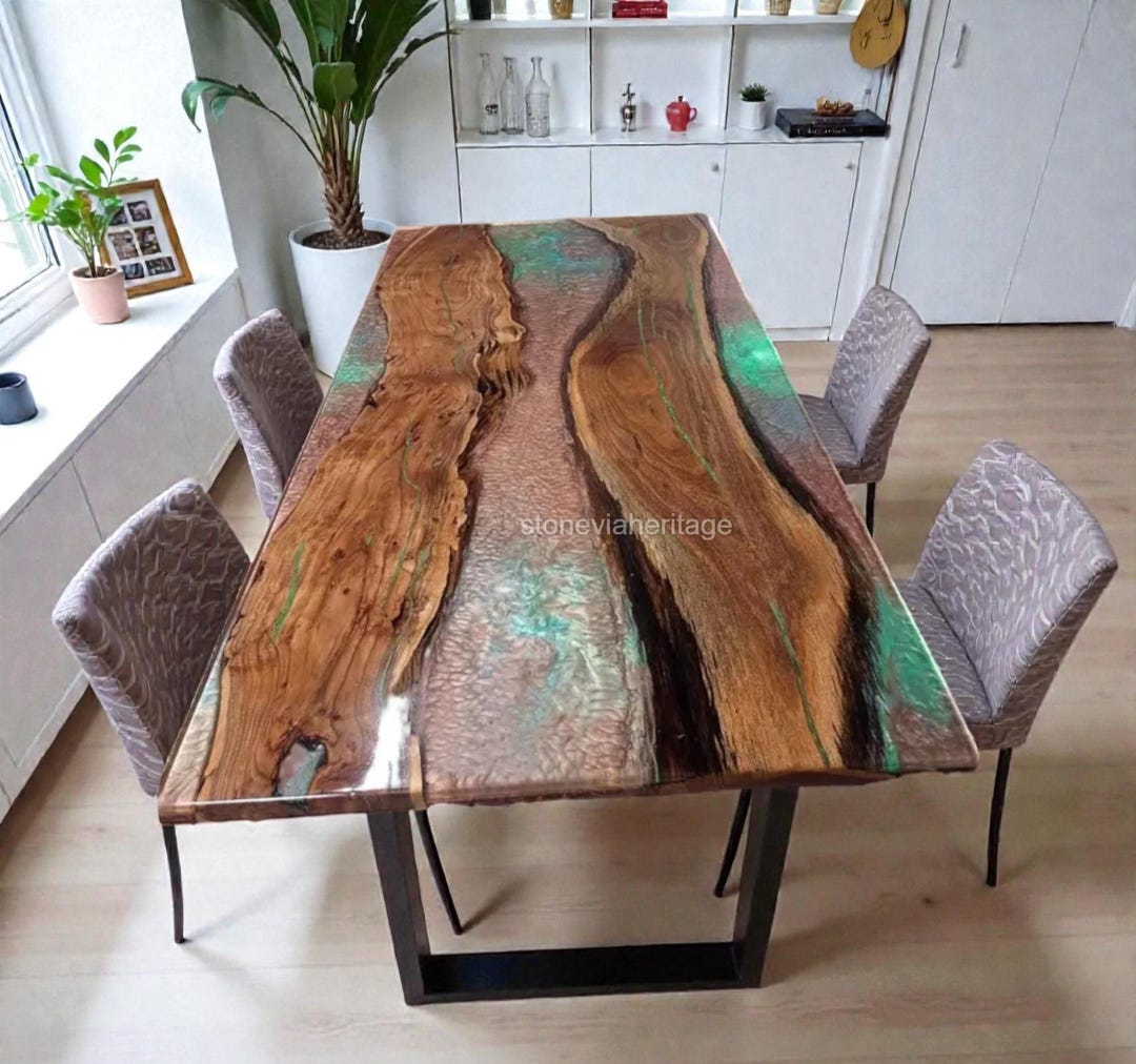 Custom Live Edge Epoxy Dining Table, Handmade Wood Resin River Table - Etsy