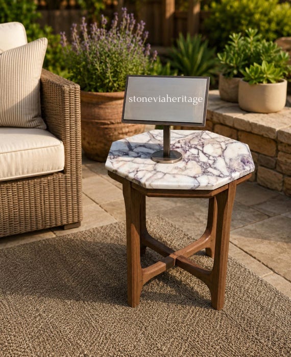 Calacatta Viola Marble Table Top | Italian Accent Piece, Burgundy Veining