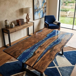 Epoxy Dining Table Wood | Handmade Luxury Epoxy Table | River Table | Made To Order | Home Interior Luxury Furniture | Kitchen Counter Top