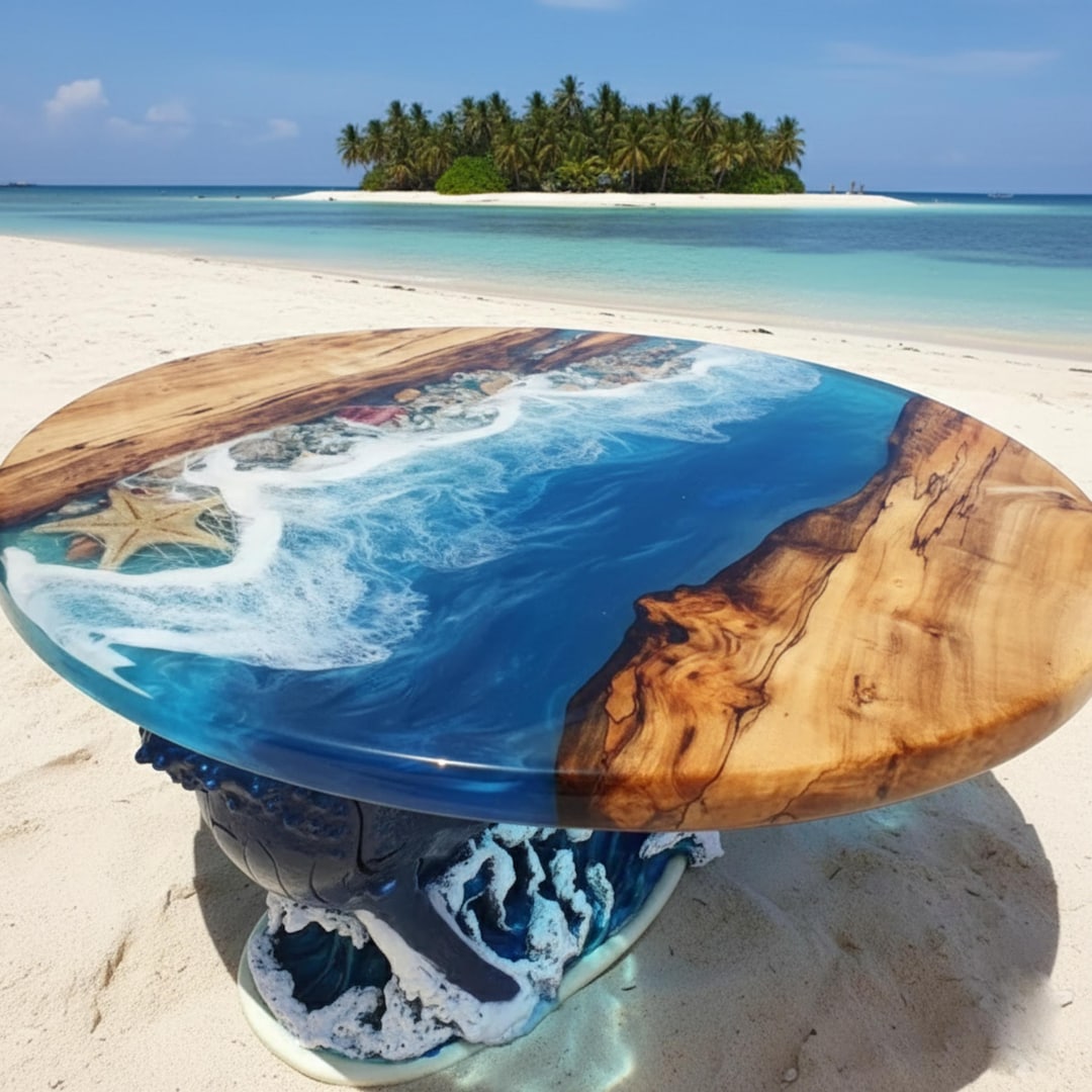 Ocean Beach Epoxy Coffee Table, Sea Wave Design, Handmade Furniture - Etsy