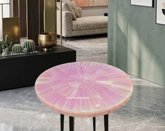 Handmade Round Selenite Table Top | Healing Crystal Dining Centerpiece | Luxury Spiritual Home Decor Stone Table Top