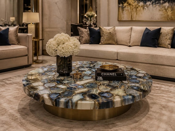 Brown Wild Agate Table – Luxury Stone Coffee Table