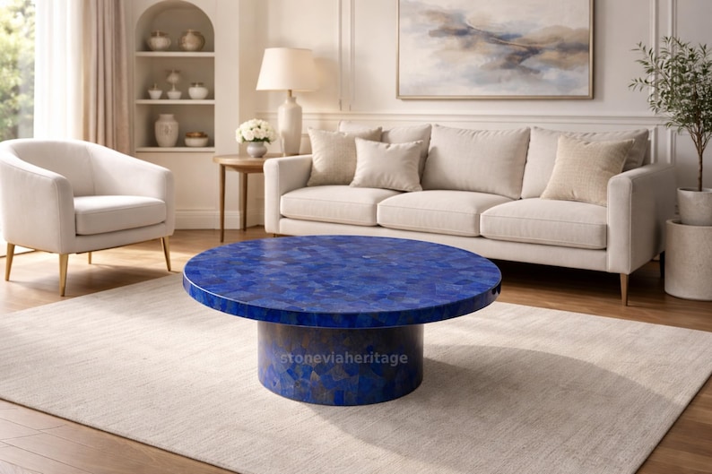 Table Addlips Handcrafted Lapis Lazuli Coffee Table Top – Luxury Living Room ...