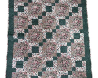 Jane Austin Floral Quilted Throw, Lap Quilt (45x57)