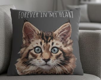 Custom Cat Photo Pillow, Personalized Pet Memorial Gift