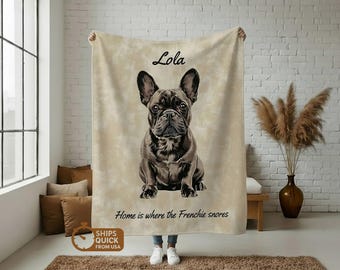 Custom Pet Portrait Blanket, Personalized Dog Fleece Throw