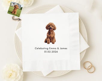 Custom Dog Portrait Napkins, Personalized Wedding Cocktail Party