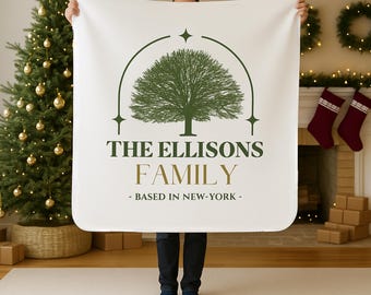 Personalized Family Name Picnic Blanket, Camping Throw, Christmas Gift