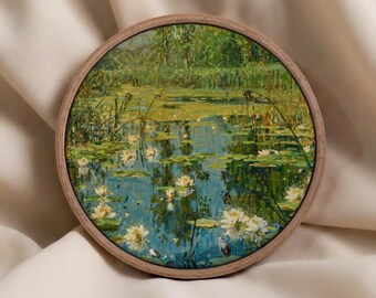 Impressionist Water Lily Pond Art Print, Vintage Landscape Wall Decor, Serene Botanical Painting