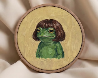 Funny Frog Canvas Print – Whimsical Surreal Cottagecore Wall Art