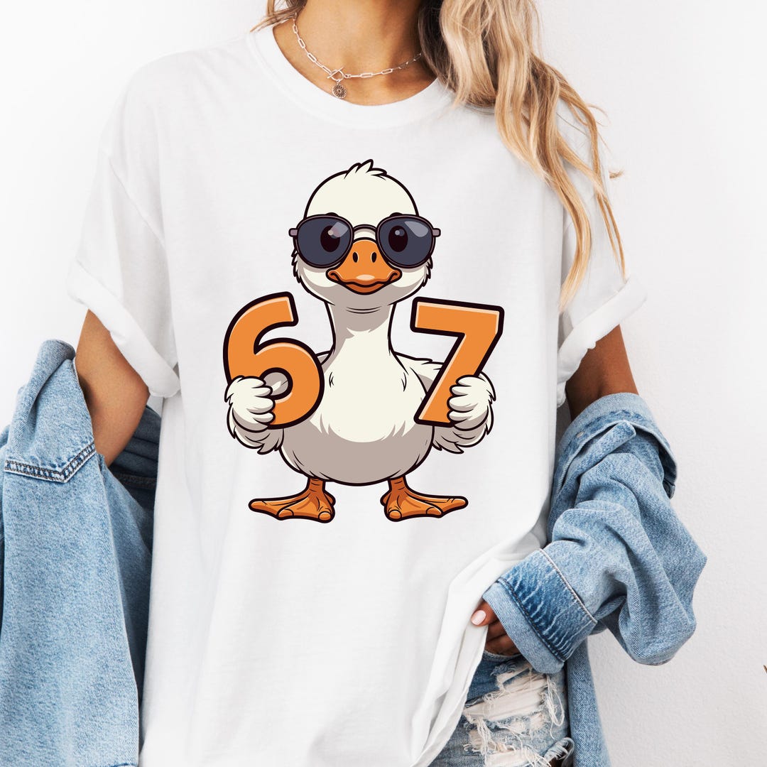 Digital Cute Duck Cartoon Holding Numbers 6 and 7 Printable Art for ...