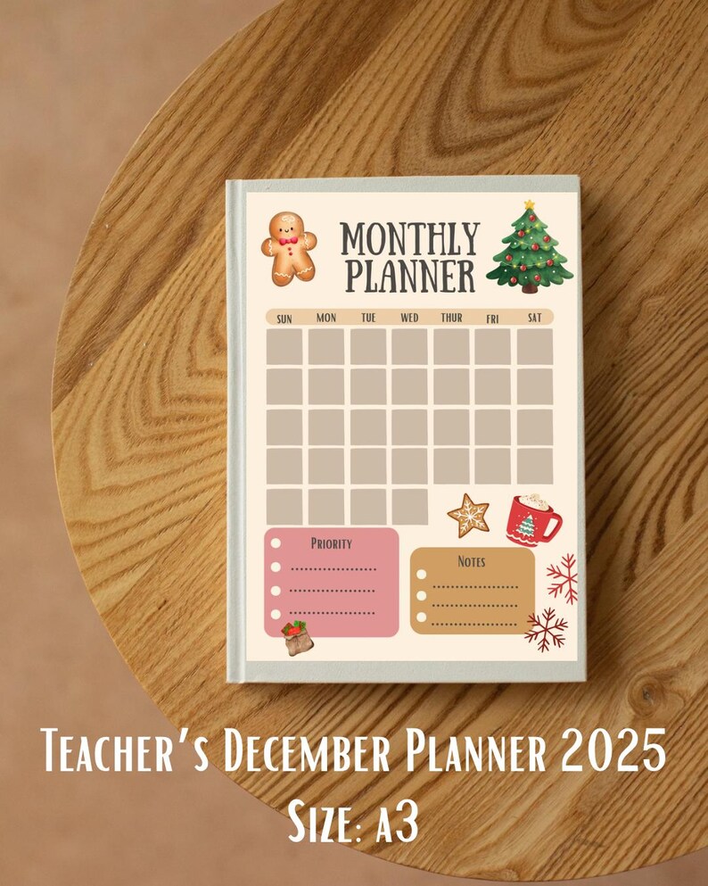 December 2025 Planner - Printable Monthly Planner, Holiday Planner