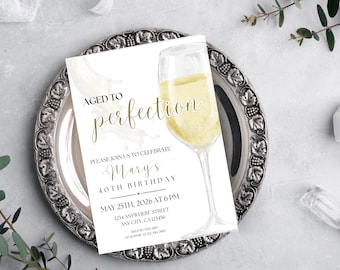 Wine Birthday Invitation, Elegant Celebration, Any Age (Digital Download)