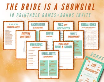 Showgirl Bachelorette Party Games Bundle, Bridal Shower Activities (Digital Download)