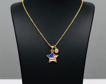 4th of July Charm Necklace |  Custom Flag Jewelry | Independence Day Gift