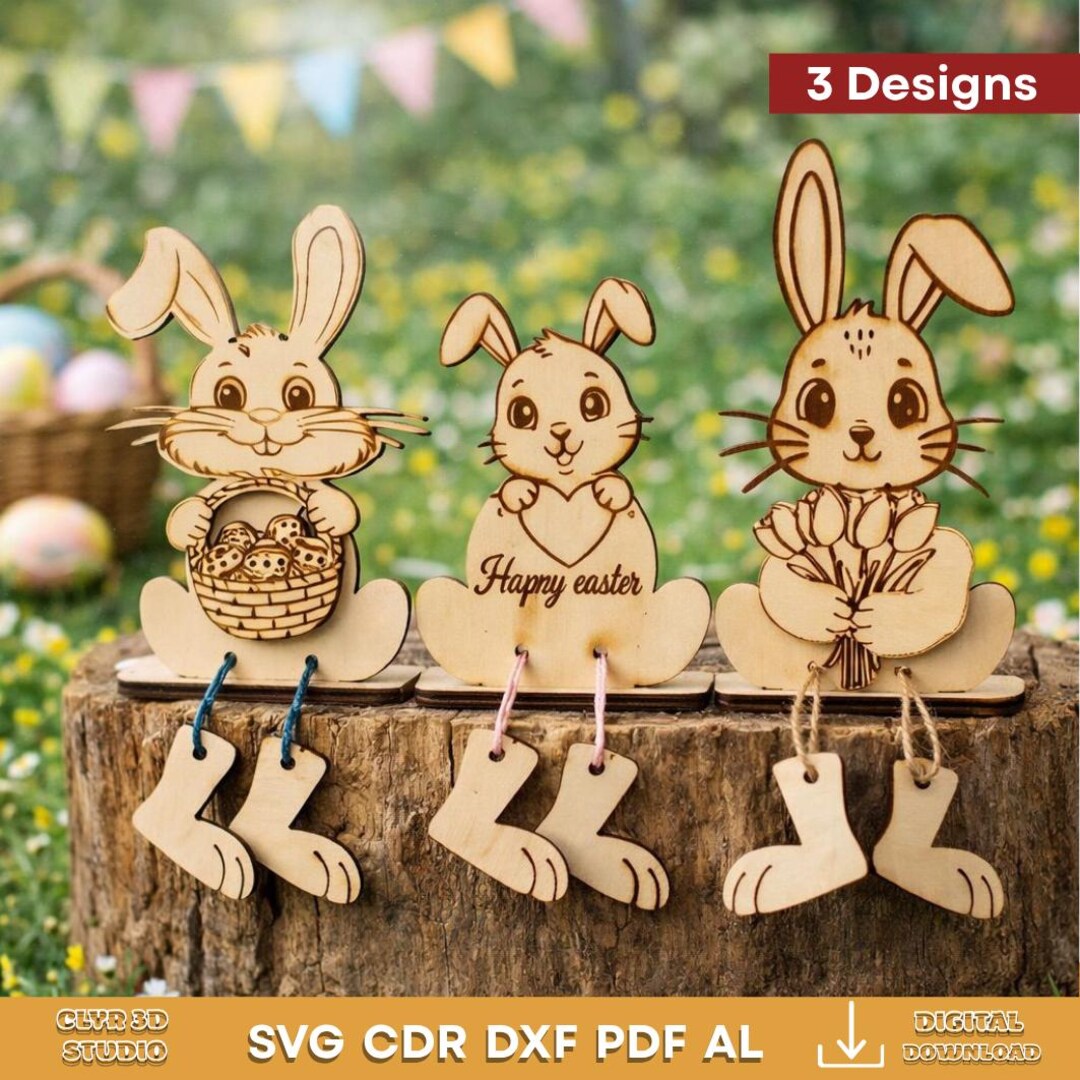 Easter Bunny Shelf Sitter SVG: Laser Cut Layered Decor File (digital ...