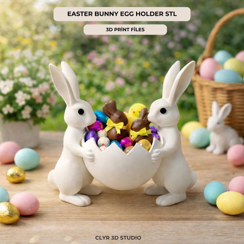 Easter Bunny Egg Holder 3D Print File, Spring Decoration (STL Download ...